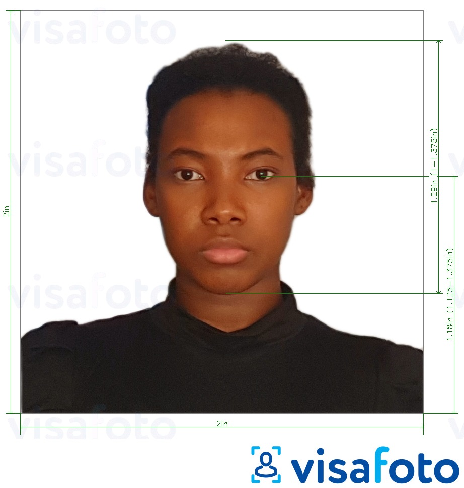 Tam ölçülü dəqiqləşdirmə ilə Dominikan Respublikasının pasportu 2x2 düym üçün şəkil nümunəsi
