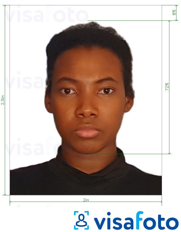 Tam ölçülü dəqiqləşdirmə ilə Keniya e-pasportu 2x2,5 düym üçün şəkil nümunəsi