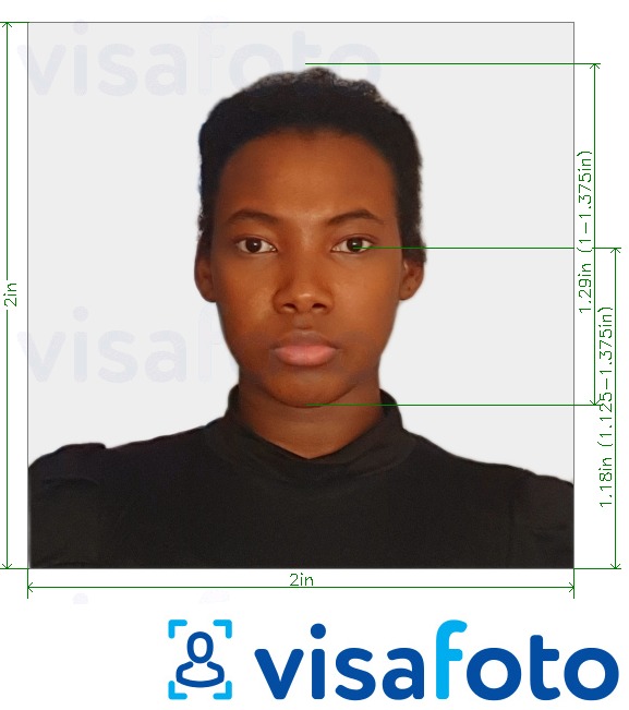 Tam ölçülü dəqiqləşdirmə ilə Şərqi Afrika viza fotoşəkili 2x2 düym (Keniya) (51x51mm, 5x5 sm) üçün şəkil nümunəsi