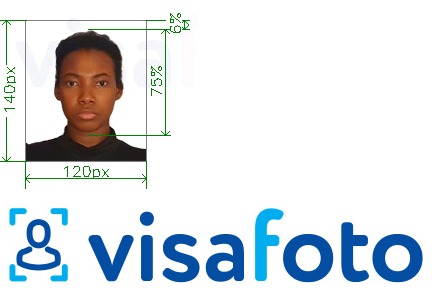 Tam ölçülü dəqiqləşdirmə ilə Nigeriya pasportu 120x140 piksel üçün şəkil nümunəsi