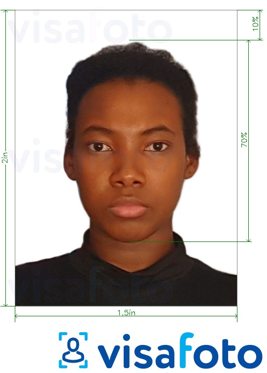 Tam ölçülü dəqiqləşdirmə ilə Zambiya pasportu 1.5x2 düym (51x38 mm) üçün şəkil nümunəsi